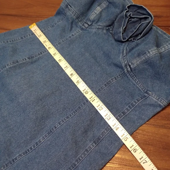 Anthropologie Porridge Rosette Denim Slim Mini Dress feminine romantic - Picture 10 of 11